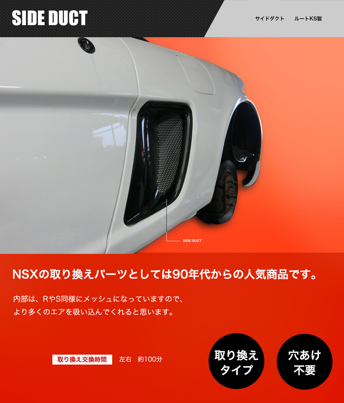 NSX専用ドライカーボン製品　サイドダクト　ルートKS製
